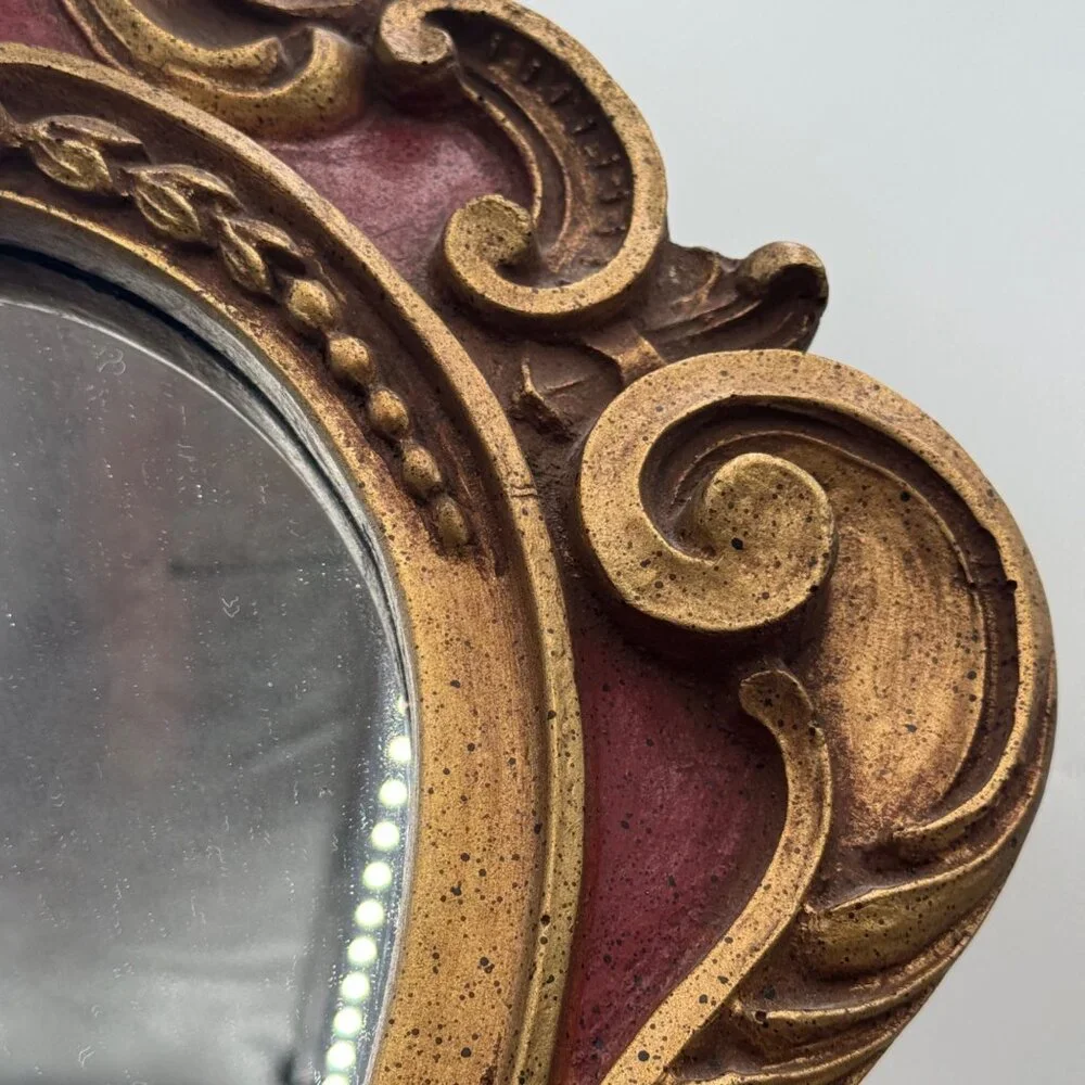 Vintage Florentina Italy Ornate Rococo Gold Gilt red Mirror
